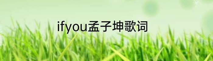 ifyou孟子坤歌词