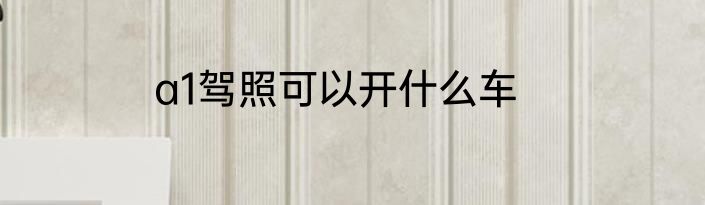 a1驾照可以开什么车
