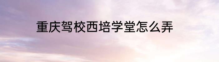重庆驾校西培学堂怎么弄