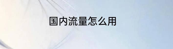 国内流量怎么用