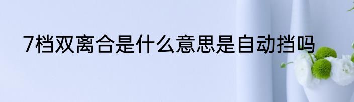 7档双离合是什么意思是自动挡吗