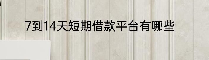 7到14天短期借款平台有哪些