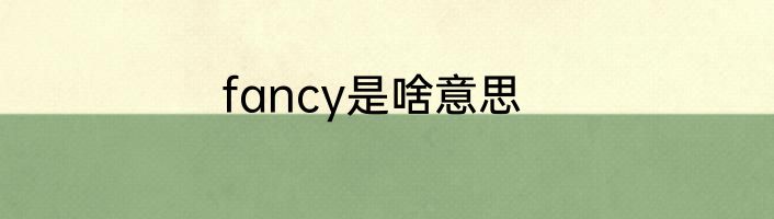 fancy是啥意思