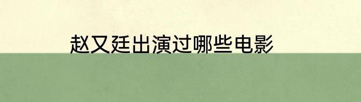赵又廷出演过哪些电影