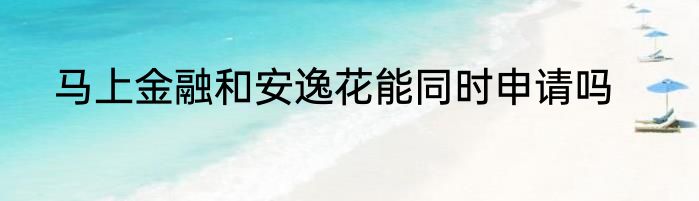 马上金融和安逸花能同时申请吗
