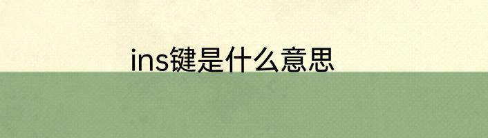ins键是什么意思