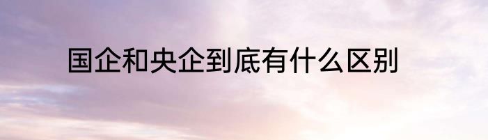 国企和央企到底有什么区别