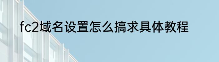 fc2域名设置怎么搞求具体教程