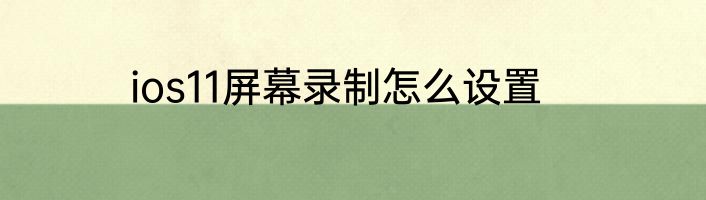 ios11屏幕录制怎么设置
