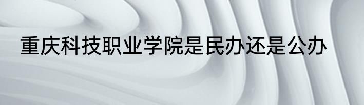 重庆科技职业学院是民办还是公办