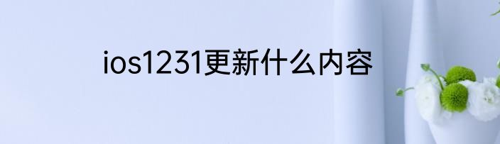 ios1231更新什么内容