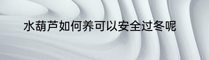 水葫芦如何养可以安全过冬呢