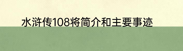 水浒传108将简介和主要事迹