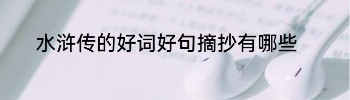 水浒传的好词好句摘抄有哪些