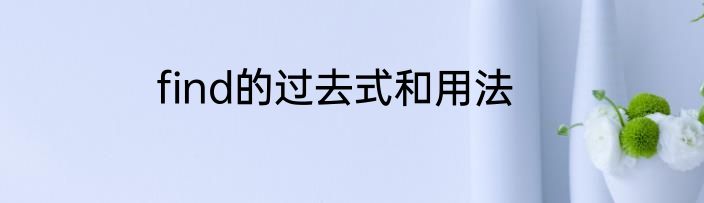 find的过去式和用法