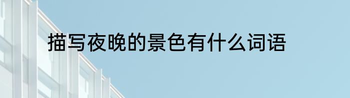 描写夜晚的景色有什么词语