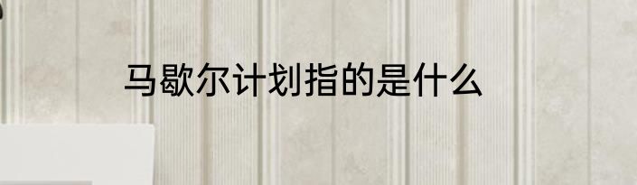 马歇尔计划指的是什么