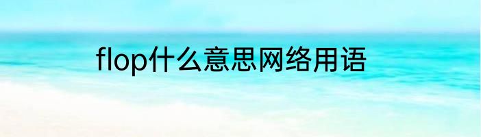 flop什么意思网络用语