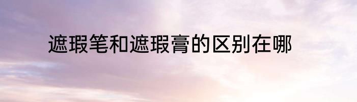 遮瑕笔和遮瑕膏的区别在哪