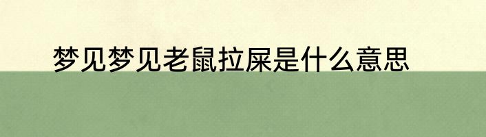 梦见梦见老鼠拉屎是什么意思