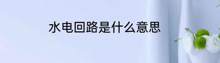 水电回路是什么意思