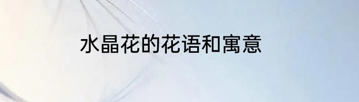水晶花的花语和寓意
