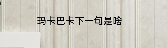 玛卡巴卡下一句是啥