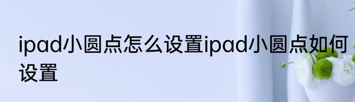ipad小圆点怎么设置ipad小圆点如何设置