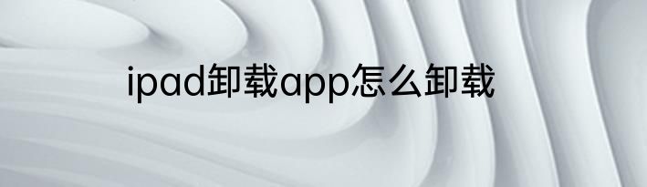 ipad卸载app怎么卸载