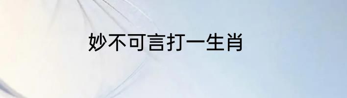 妙不可言打一生肖