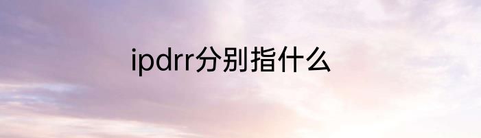 ipdrr分别指什么