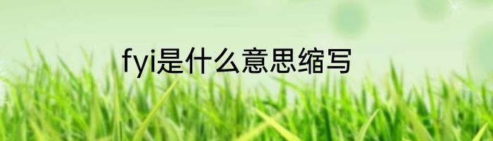 fyi是什么意思缩写