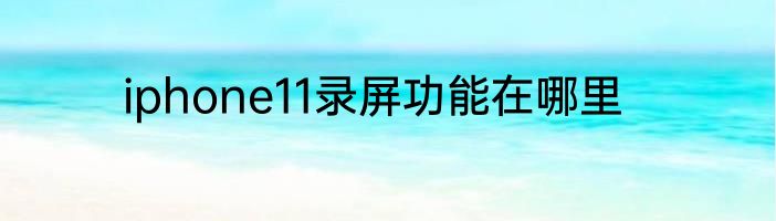 iphone11录屏功能在哪里