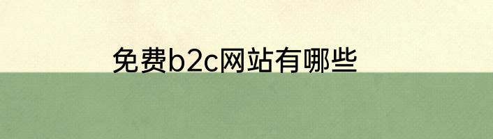免费b2c网站有哪些