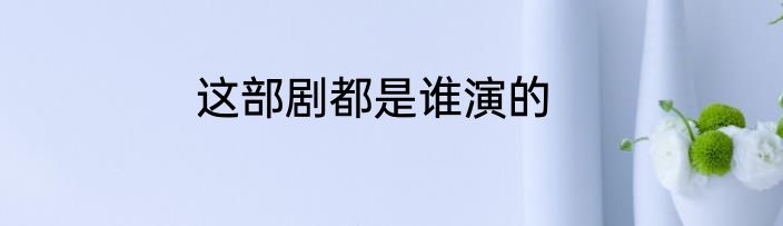 这部剧都是谁演的