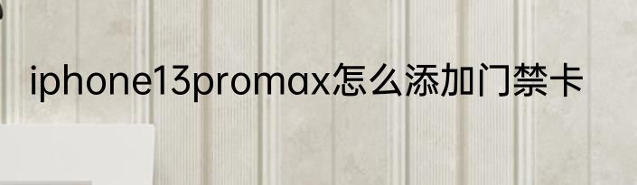 iphone13promax怎么添加门禁卡