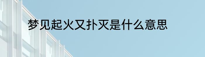 梦见起火又扑灭是什么意思