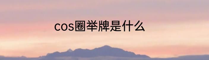 cos圈举牌是什么