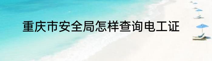 重庆市安全局怎样查询电工证