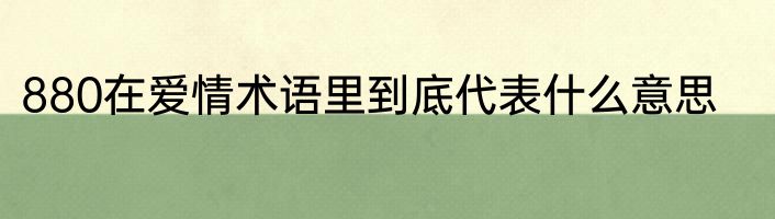 880在爱情术语里到底代表什么意思