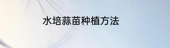 水培蒜苗种植方法