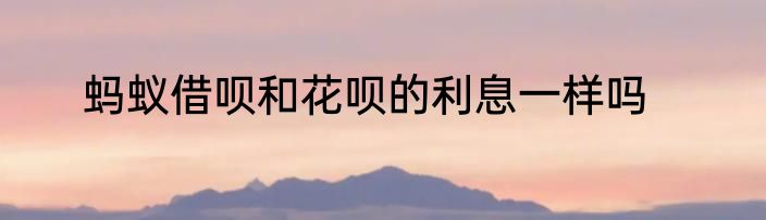 蚂蚁借呗和花呗的利息一样吗