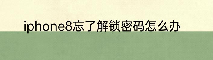 iphone8忘了解锁密码怎么办