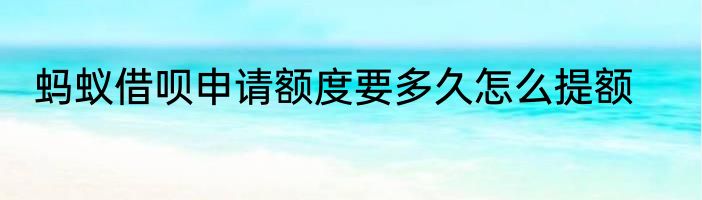 蚂蚁借呗申请额度要多久怎么提额