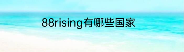 88rising有哪些国家