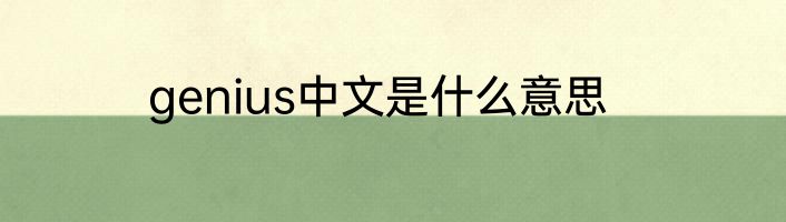 genius中文是什么意思