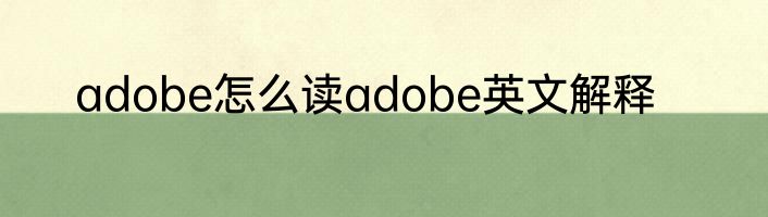 adobe怎么读adobe英文解释