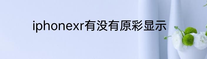 iphonexr有没有原彩显示