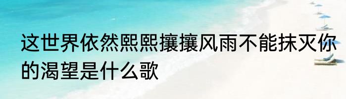 这世界依然熙熙攘攘风雨不能抹灭你的渴望是什么歌