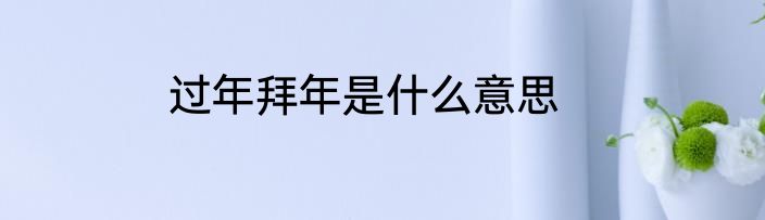 过年拜年是什么意思